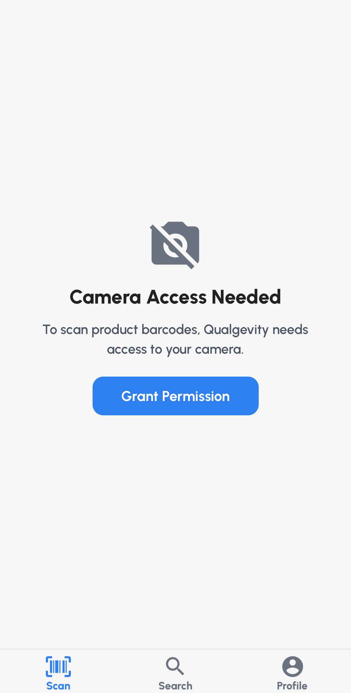 Qualgevity camera scan screen